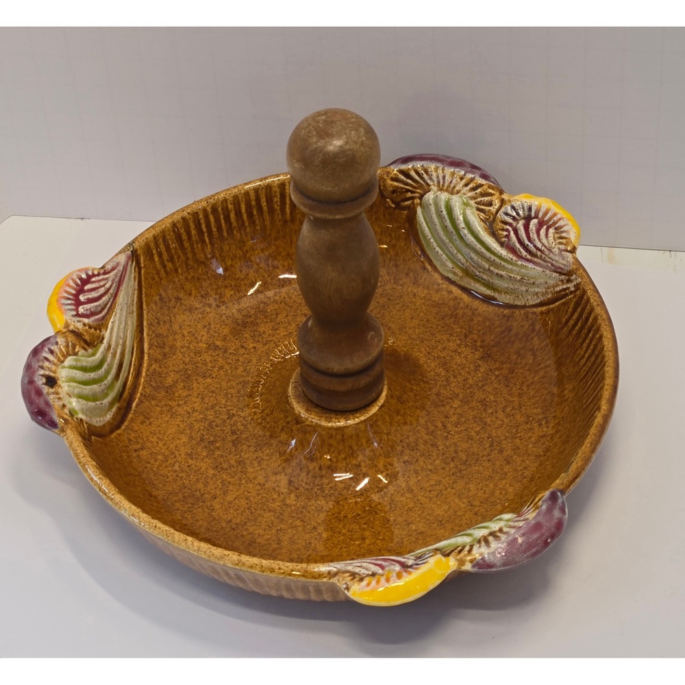 Vintage MCM California Originals Ceramic Tidbit Tray Amber Speckle Glaze 512 USA